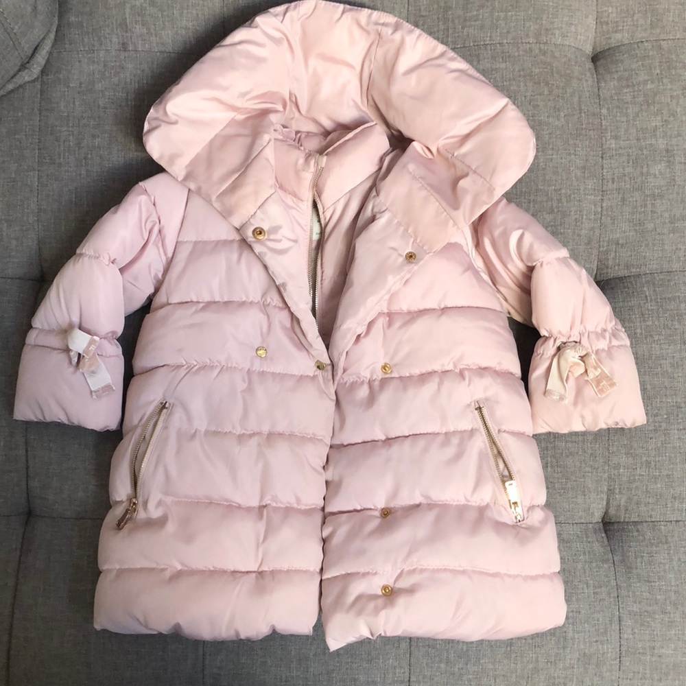 Girls Zara Pink Puffer Coat